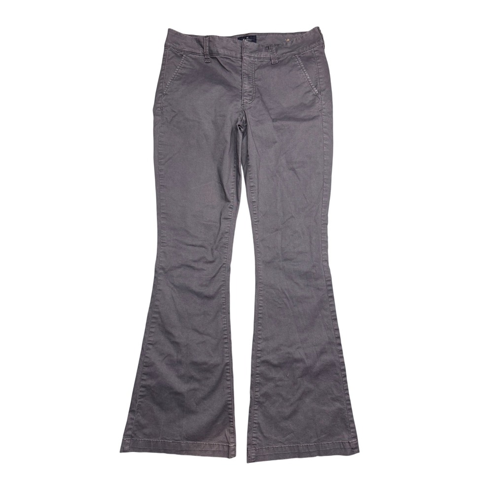 American Eagle Boho Artist Gray Flare Stretch Pants Womens Size 8 Long
